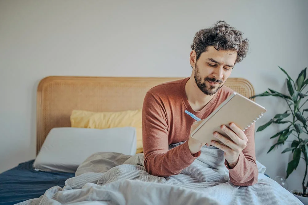 Person reflecting during mental health treatment for anxiety and depression