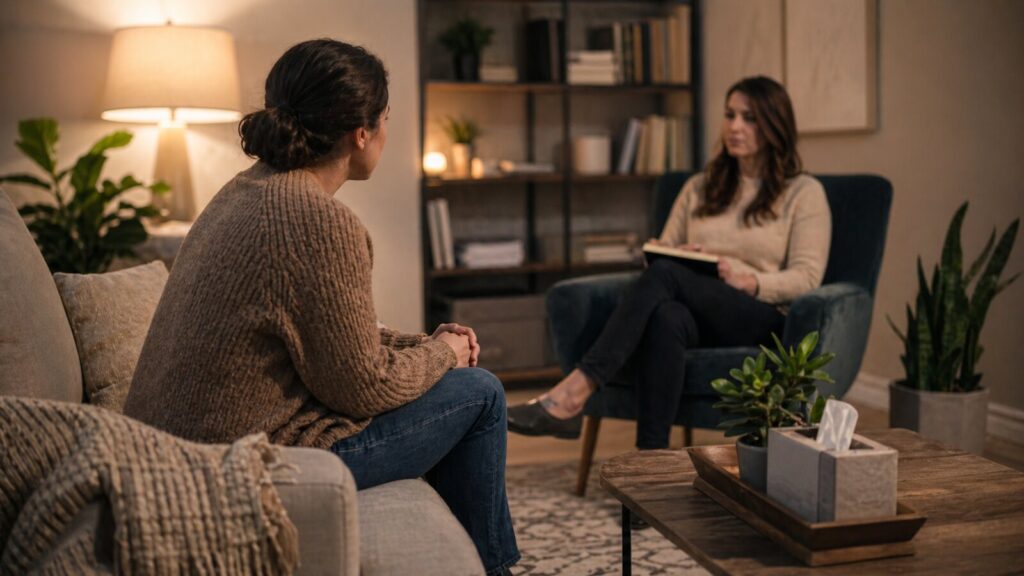 Calm therapy office for mental health treatment support