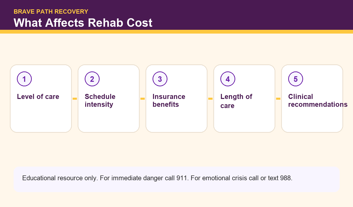 Brave Path Recovery infographic: What Affects Rehab Cost