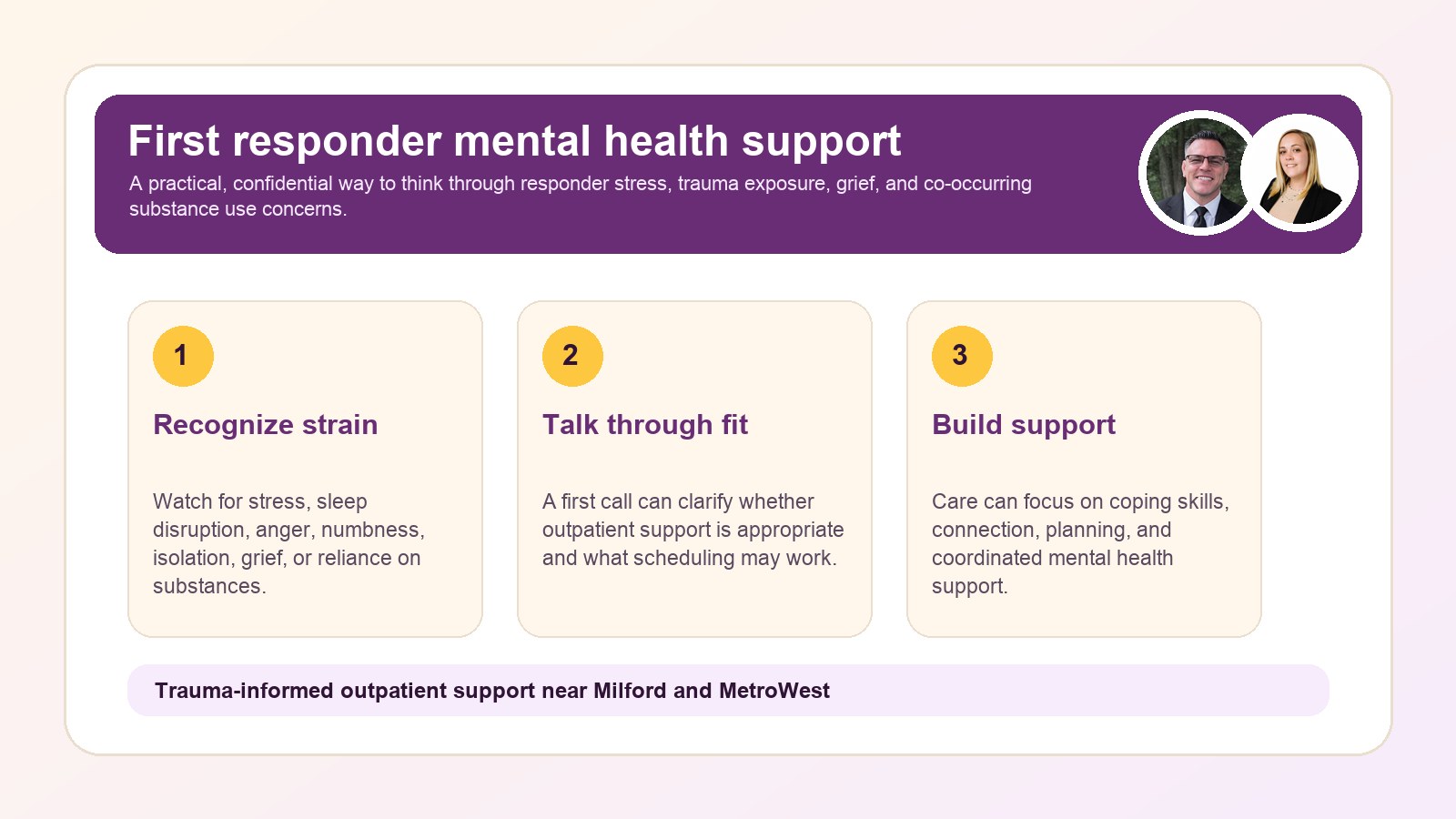 First responder mental health treatment in Massachusetts support infographic
